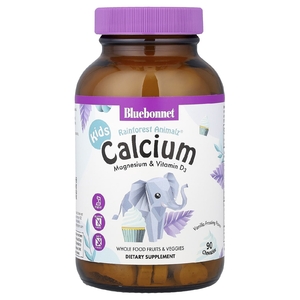 Bluebonnet Nutrition, кальций, магний и витамин D3, для детей, ванильная глазурь, 90 жевательных таблеток