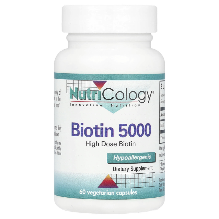 Nutricology, Биотин 5000, 60 вегетарианских капсул