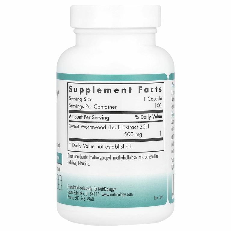 Nutricology, полынь, 500 мг, 100 вегетарианских капсул