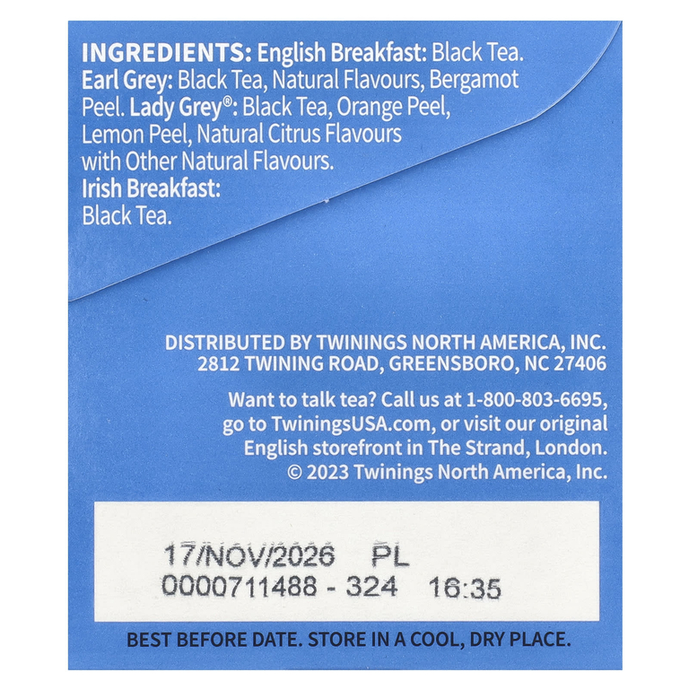 Twinings, черный чай, набор разных сортов, 20 чайных пакетиков, 40 г (1,41 унции)