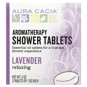 Aura Cacia, Ароматерапевтические таблетки для душа, расслабляющая лаванда, 3 таблетки по 1 унции (Товар снят с продажи) 