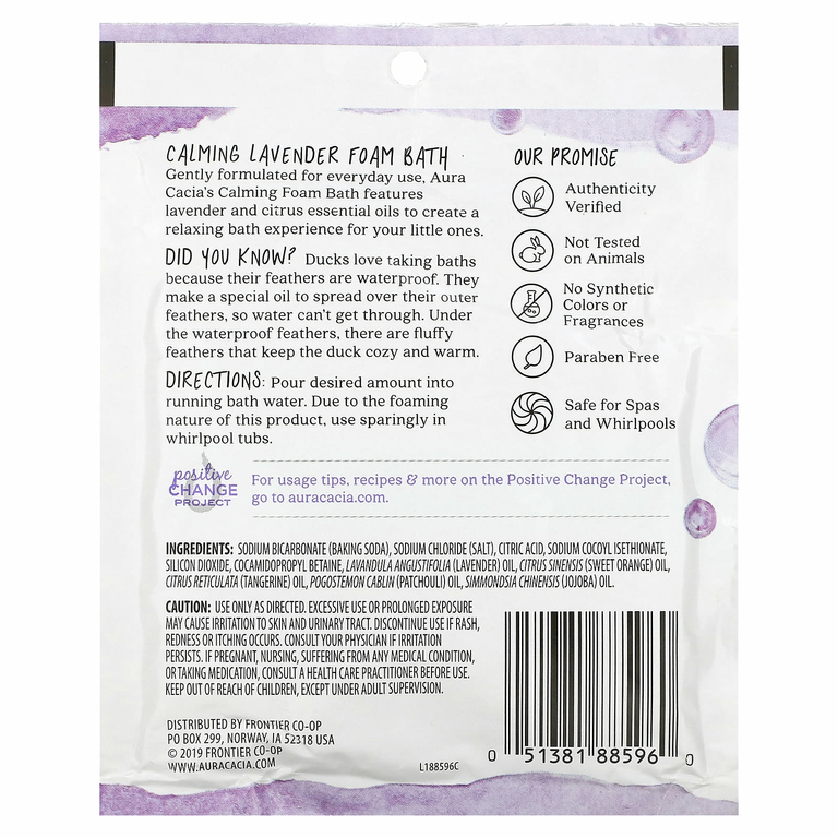 Aura Cacia, пена для ванны c расслабляющим эффектом, аромат лаванды, 70,9 г (2,5 унции)