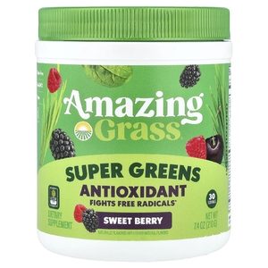 Amazing Grass, питательная зелень, полезные фрукты и овощи с антиоксидантом витамином С., сладкая ягода, 210 г (7,4 унции)