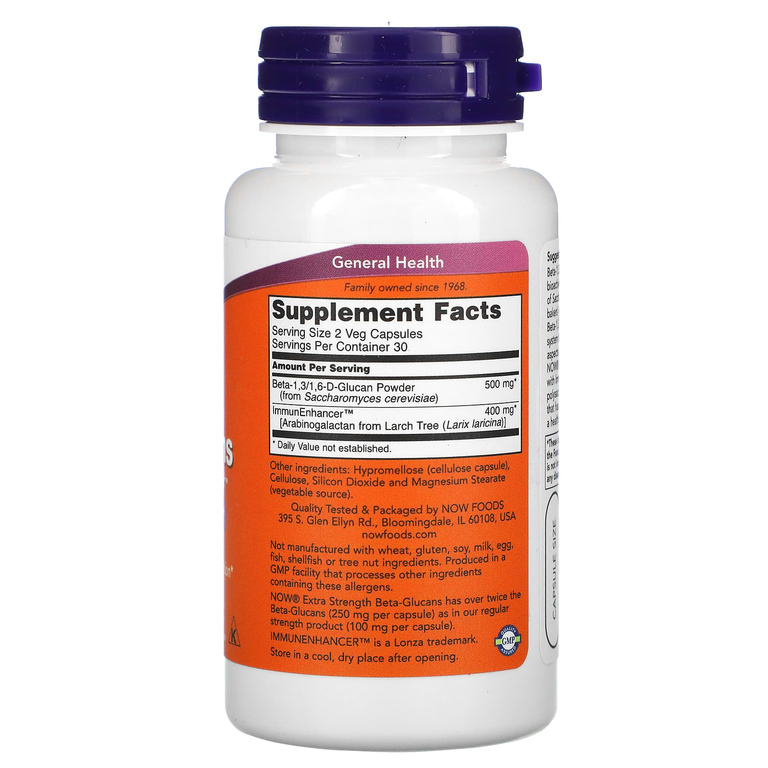 NOW Foods, бета-глюканы, с ImmunEnhancer, 250 мг, 60 растительных капсул