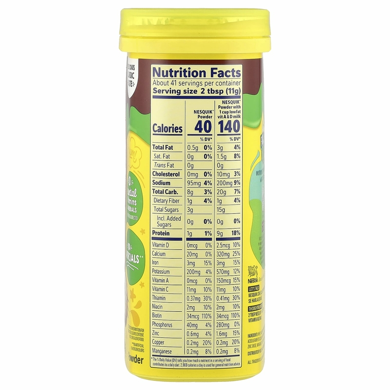 Nesquik, Nestle Powder, какао-порошок с шоколадным вкусом, без добавления сахара, 453,5 г (16 унций)