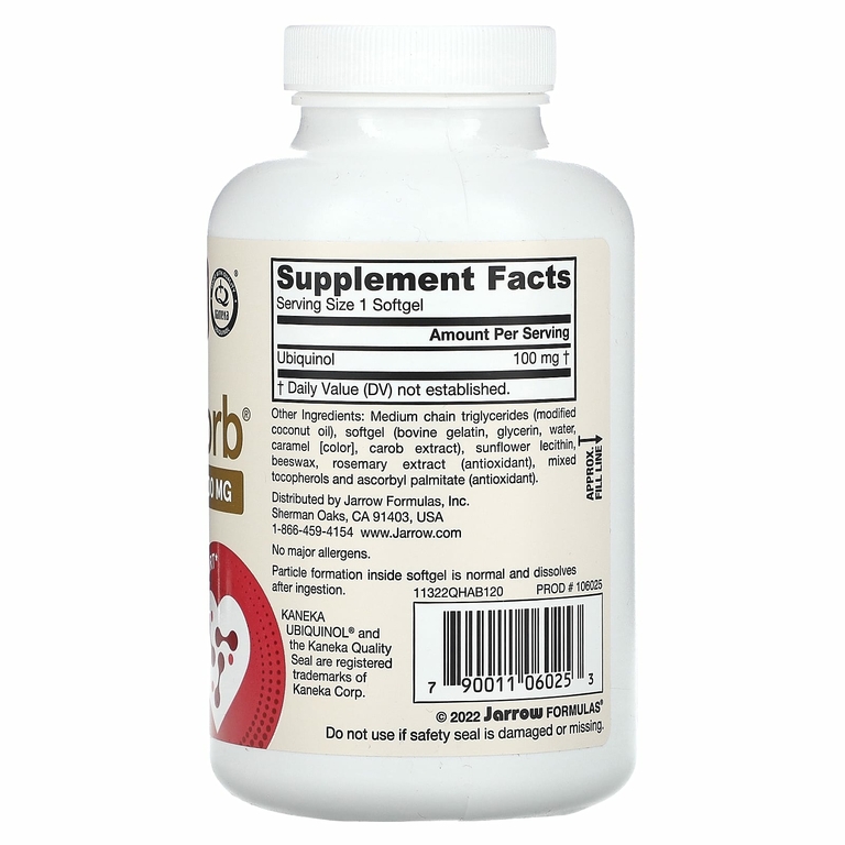 Jarrow Formulas, QH-Absorb, убихинол, максимальное усвоение, 100 мг, 120 капсул
