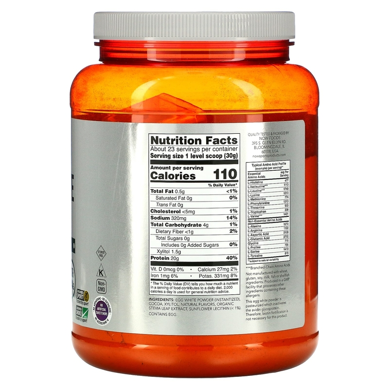 NOW Foods, Sports, протеин из яичного белка, сливочный шоколад, 680 г (1,5 фунта)