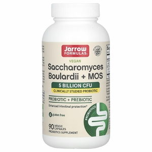 Jarrow Formulas, веганские сахаромицеты Буларди и манноолигосахариды, 5 млрд КОЕ, 90 растительных капсул