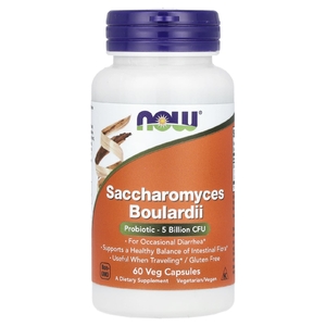 NOW Foods, сахаромицеты Буларди, пробиотик, 5 млрд КОЕ, 60 растительных капсул