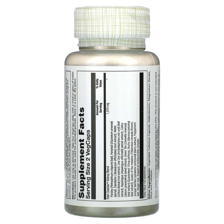 Solaray, Total Cleanse, почки, 60 растительных капсул