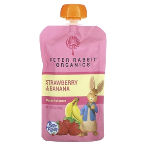 Pumpkin Tree Organics, Peter Rabbit Organics, органическое фруктовое пюре, клубника и банан, 113 г (4 унции) (Товар снят с продажи) 