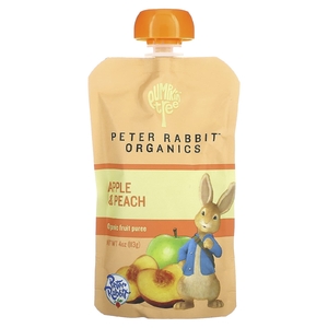Pumpkin Tree Organics, Peter Rabbit Organics, органическое фруктовое пюре, яблоко и персик, 113 г (4 унции)