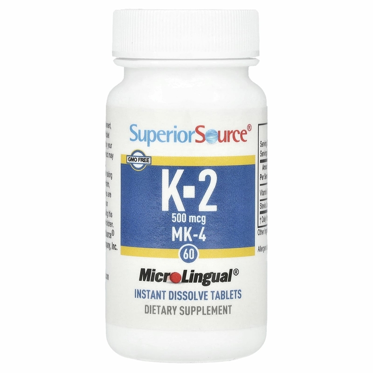 Superior Source, витамин K2, 500 мкг, 60 быстрорастворимых таблеток MicroLingual