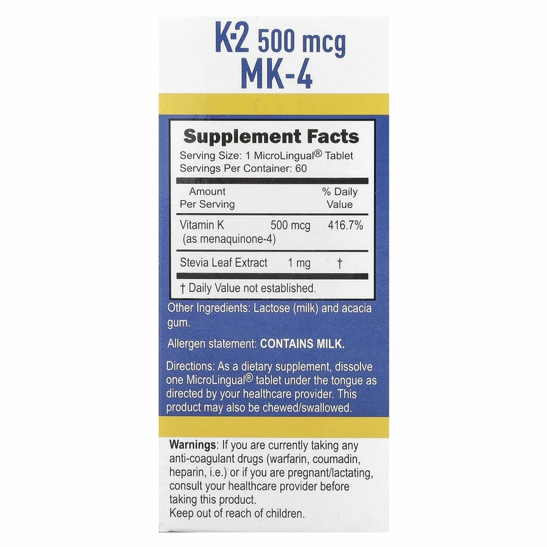 Superior Source, витамин K2, 500 мкг, 60 быстрорастворимых таблеток MicroLingual