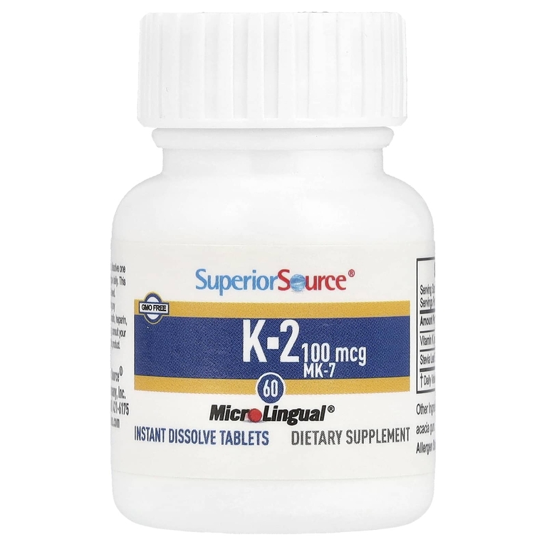 Superior Source, Витамин K2, 100 мкг, 60 быстрорастворимых таблеток MicroLingual