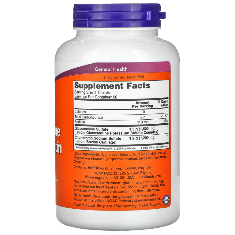 NOW Foods, глюкозамин и хондроитин, с повышенной силой действия, 120 таблеток