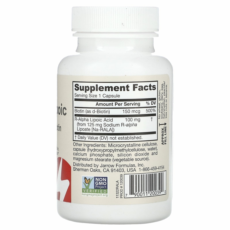 Jarrow Formulas, R-альфа-липоевая кислота Best, 100 мг, 60 растительных капсул