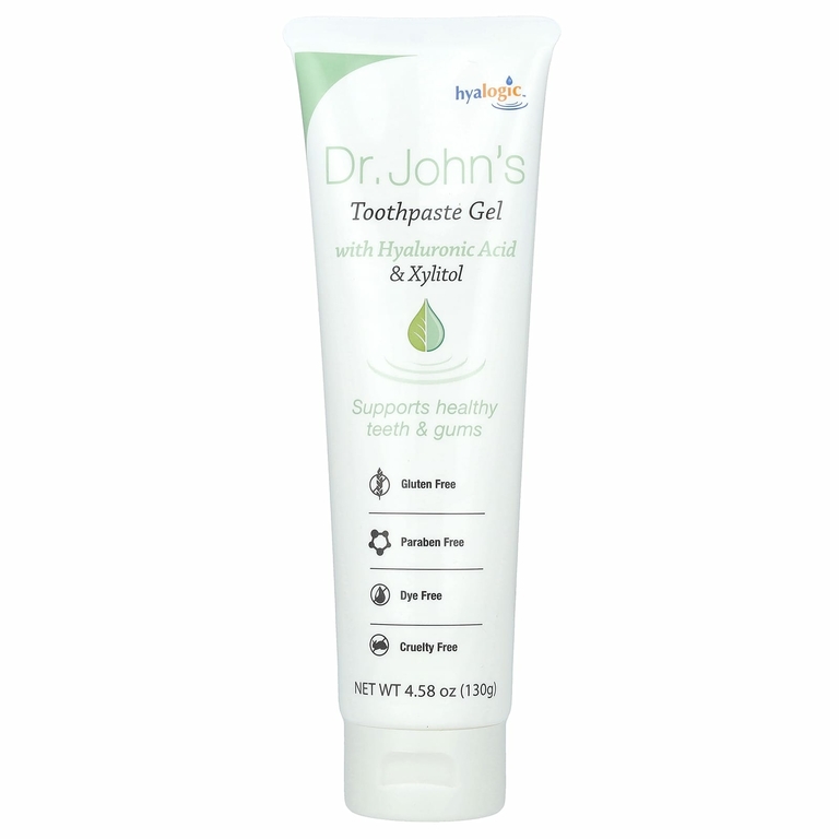 Hyalogic, Компанией Dr. John's Tooth-Paste, гель с гиалуроновой кислотой и ксилитолом, мята, 130 г (4,58 унции)