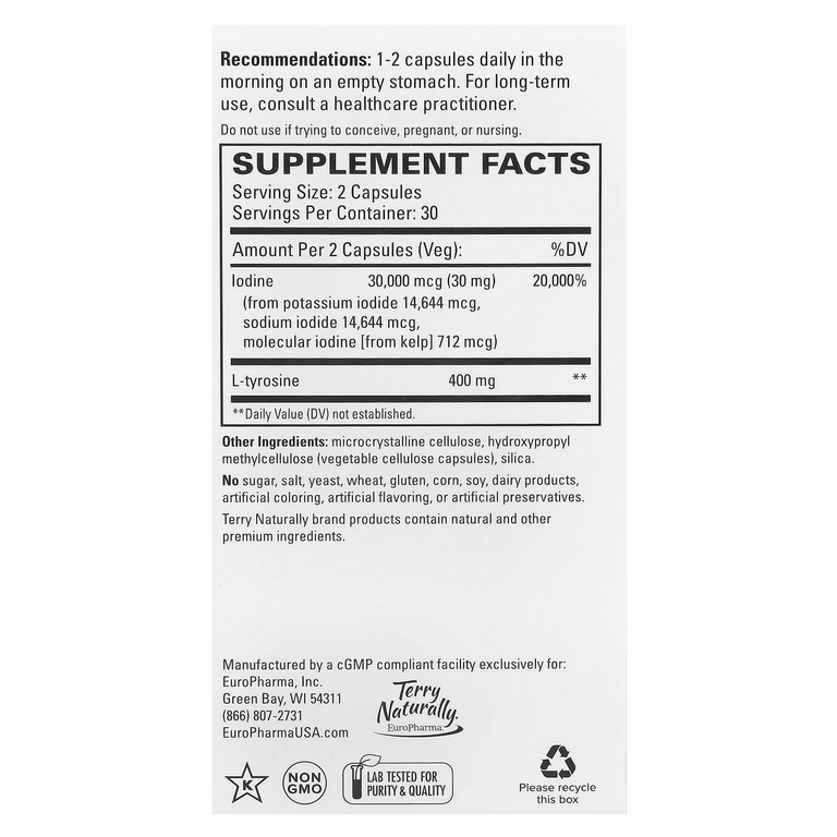 Terry Naturally, Thyroid Care ™, 60 капсул