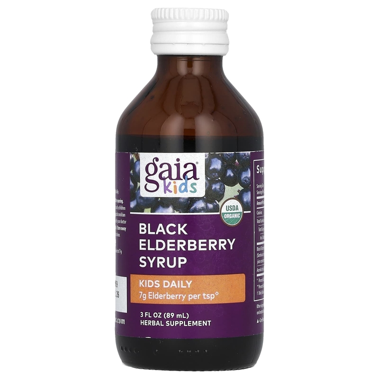Gaia Herbs, сироп из черной бузины для детей, для ежедневного приема, 89 мл (3 жидк. унции)