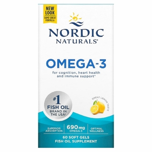 Nordic Naturals, омега-3, со вкусом лимона, 690 мг, 60 капсул (345 мг в 1 капсуле)