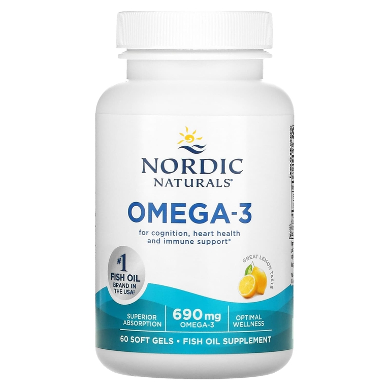 Nordic Naturals, омега-3, со вкусом лимона, 690 мг, 60 капсул (345 мг в 1 капсуле)