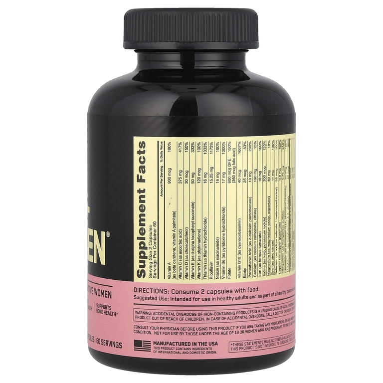 Optimum Nutrition, Opti-Women®, мультивитаминная добавка для активных женщин, 120 капсул