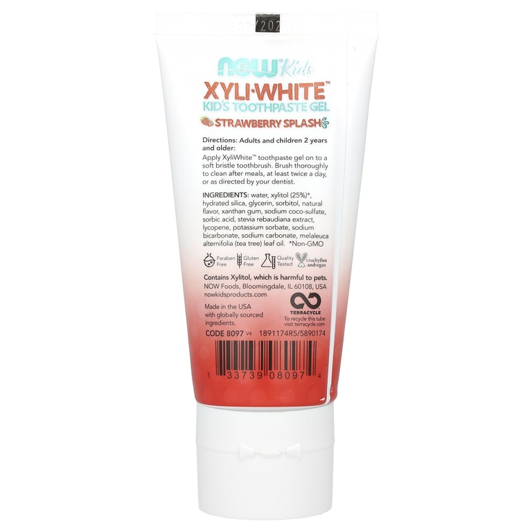 NOW Foods, XyliWhite, зубная паста-гель для детей, клубничный вкус, 85 г (3 унции)