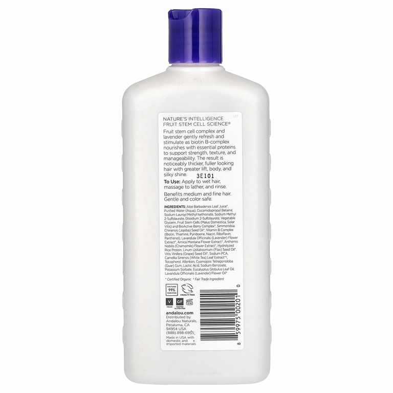 Andalou Naturals, шампунь, для придания объема, укрепления и блеска, лаванда и биотин, 340 мл (11,5 жидк. унций)