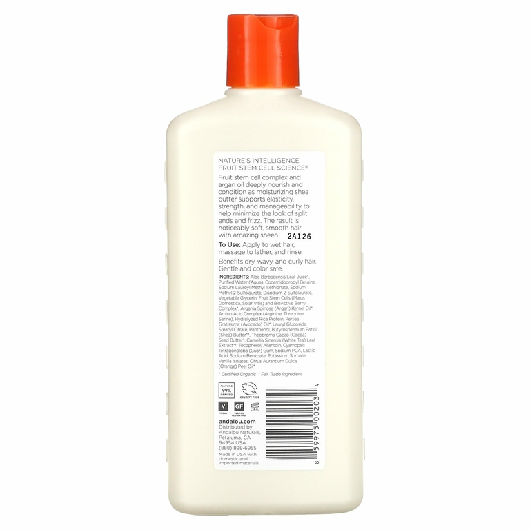 Andalou Naturals, Шампунь, глубокое увлажнение, для мягкости, гладкости и блеска, «Аргановое масло и масло ши», 340 мл (11,5 жидк. унций)