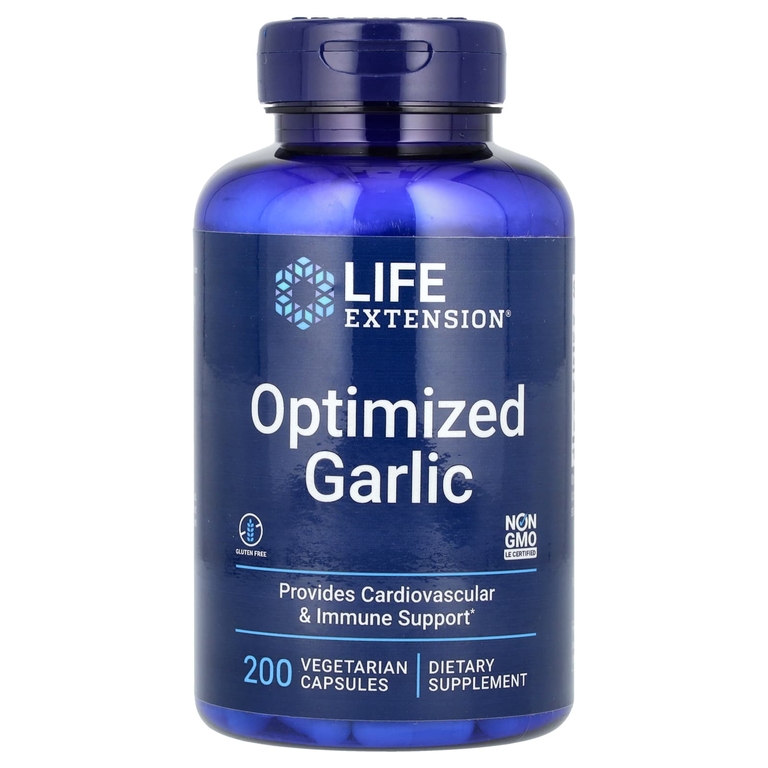 Life Extension, оптимизированный экстракт чеснока, стандартизированные капсулы с чесноком, 200 вегетарианских капсул