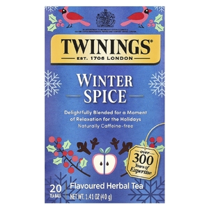 Twinings, Ароматизированный травяной чай, зимние специи, без кофеина, 20 чайных пакетиков, 40 г (1,41 унции)