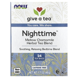 NOW Foods, Смесь травяного чая, Nighttime ™, без кофеина, 24 чайных пакетика, 48 г (1,7 унции)