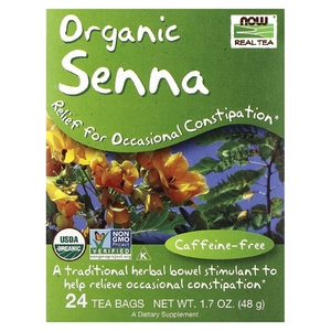 NOW Foods, органический чай сенна, без кофеина, 24 чайных пакетика, 48 г (1,7 унции)