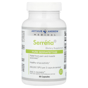 Arthur Andrew Medical, Serretia, чистая серрапептаза, 250 000 SPU, 90 капсул (125 000 SPU в 1 капсуле)