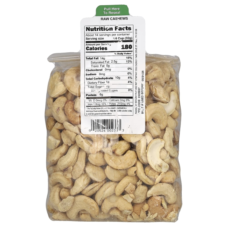 Bergin Fruit and Nut Company, сырые орехи кешью, 454 г (16 унций)