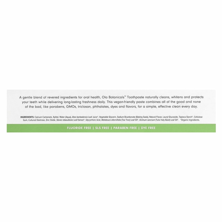 Dr. Mercola, Ola Botanicals, зубная паста, без фторида, тулси и мята, 85 г (3 унции)