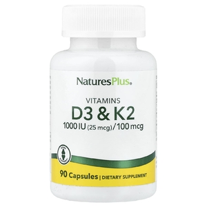 NaturesPlus, витамины D3 и К2, 90 капсул