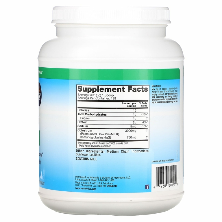 Symbiotics, Colostrum Plus, молозиво в порошке, 597 г (1,3 фунта)