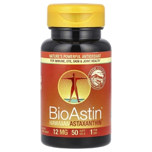 Nutrex Hawaii, BioAstin, гавайский астаксантин, 12 мг, 50 мягких таблеток