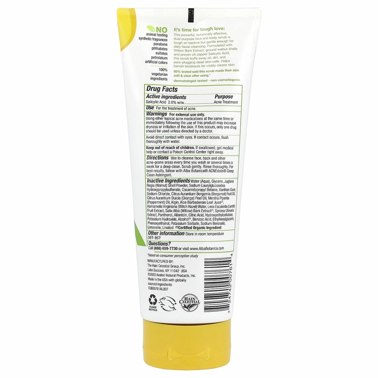 Alba Botanica, Acne Dote, скраб для лица и тела, не содержит масла, 227 г (8 унций)