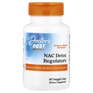 Doctor's Best, N-ацетилцистеин (NAC) для регуляции процесса детоксикации, 60 вегетарианских капсул