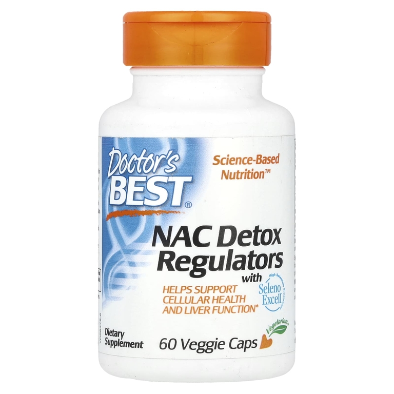 Doctor's Best, NAC для регуляции процесса детоксикации с селеном Seleno Excell®, 60 растительных капсул