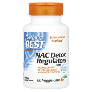 Doctor's Best, NAC для регуляции процесса детоксикации с селеном Seleno Excell®, 60 растительных капсул