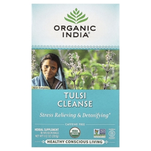 Organic India, Очищающий чай с тулси, без кофеина, 18 пакетиков, 28,8 г (1,02 унции)
