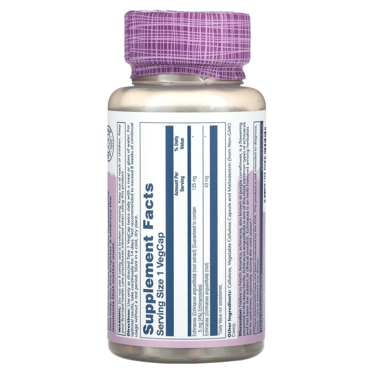 Solaray, Vital Extracts, эхинацея узколистная, 60 растительных капсул