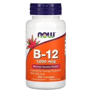 NOW Foods, витамин B12, 1000 мкг, 250 пастилок