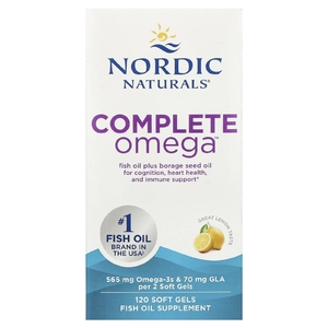 Nordic Naturals, омега-3 из рыбьего жира с гамма-линоленовой кислотой омега-6 из масла семян бурачника, со вкусом лимона, 120 желатиновых капсул