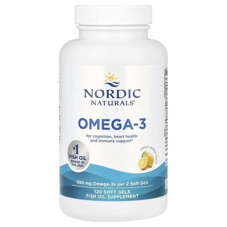 Nordic Naturals, омега-3, со вкусом лимона, 690 мг, 120 капсул (345 мг в 1 капсуле)