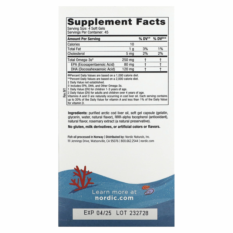 Nordic Naturals, Children's DHA, ДГК для детей, со вкусом клубники, для детей 3–6 лет, 250 мг, 180 мини-капсул